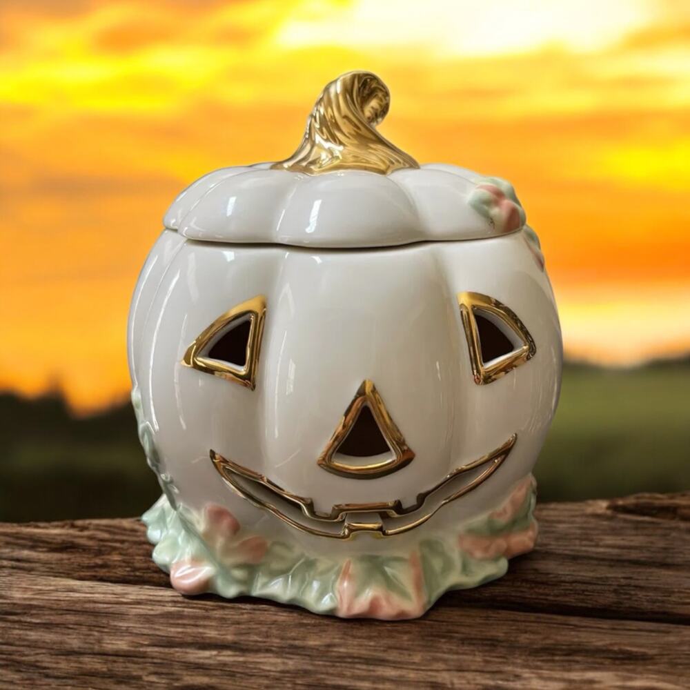Lenox Occasions Jack-O-Lantern Votive Candle Holder Halloween Fall Retired
